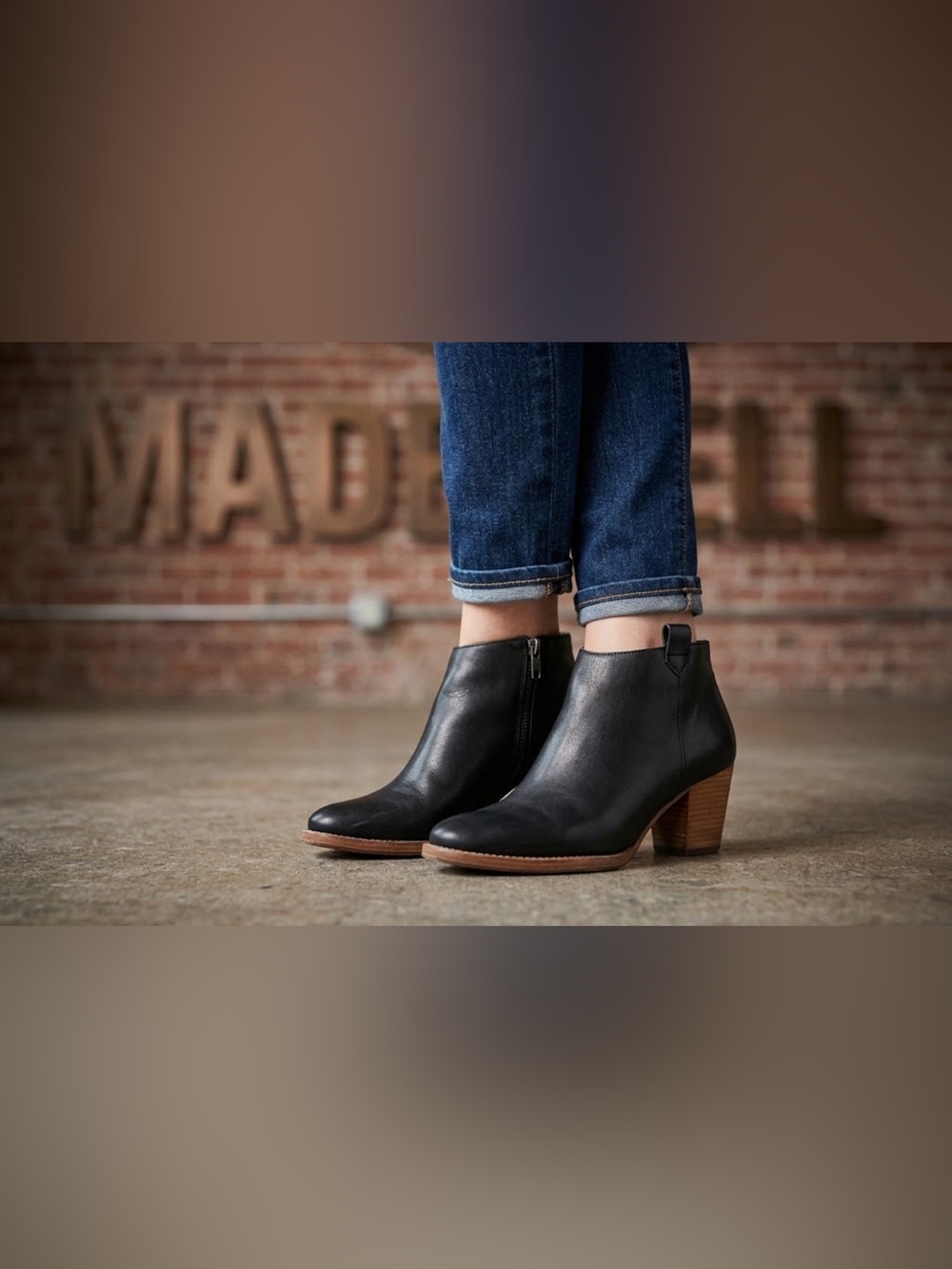 Authentic Madewell designer black leather ankle booties boots Sz 7.5